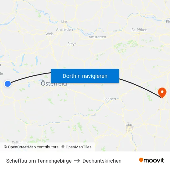 Scheffau am Tennengebirge to Dechantskirchen map