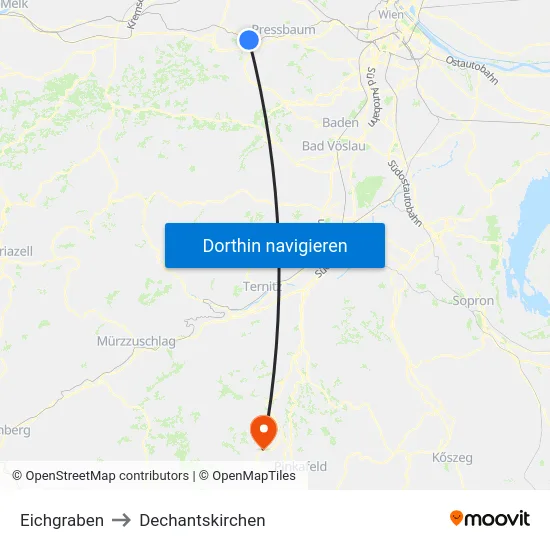 Eichgraben to Dechantskirchen map