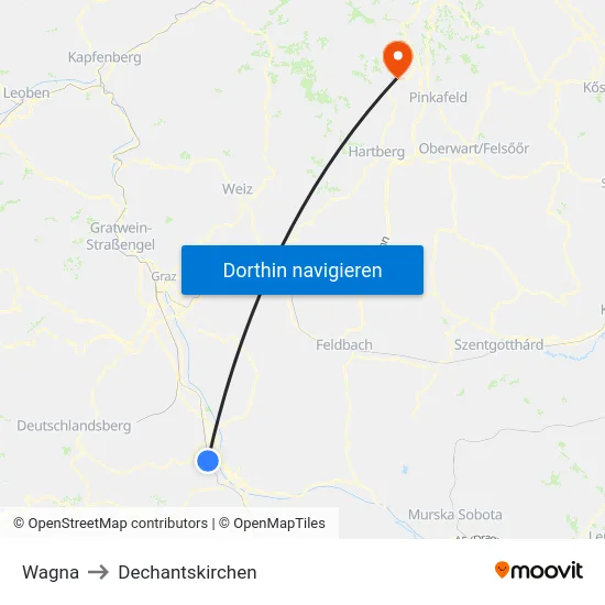 Wagna to Dechantskirchen map