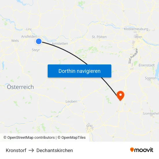 Kronstorf to Dechantskirchen map