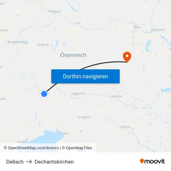 Dellach to Dechantskirchen map