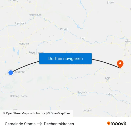 Gemeinde Stams to Dechantskirchen map