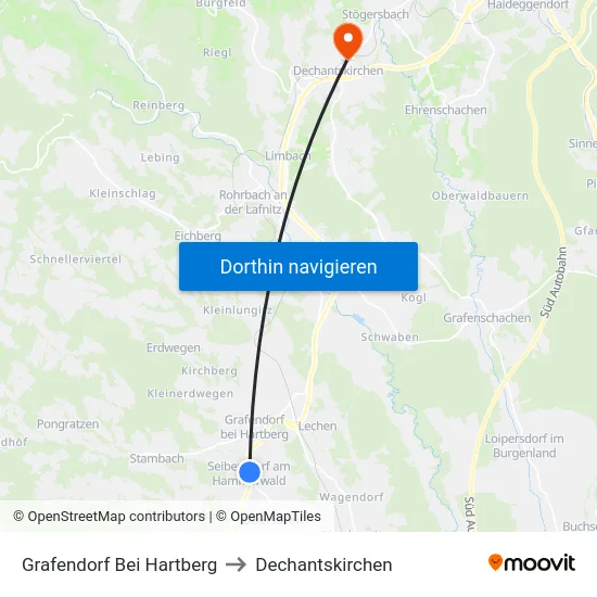 Grafendorf Bei Hartberg to Dechantskirchen map