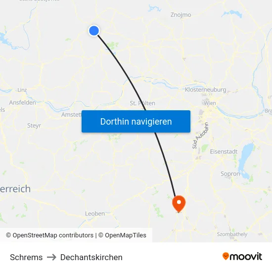 Schrems to Dechantskirchen map