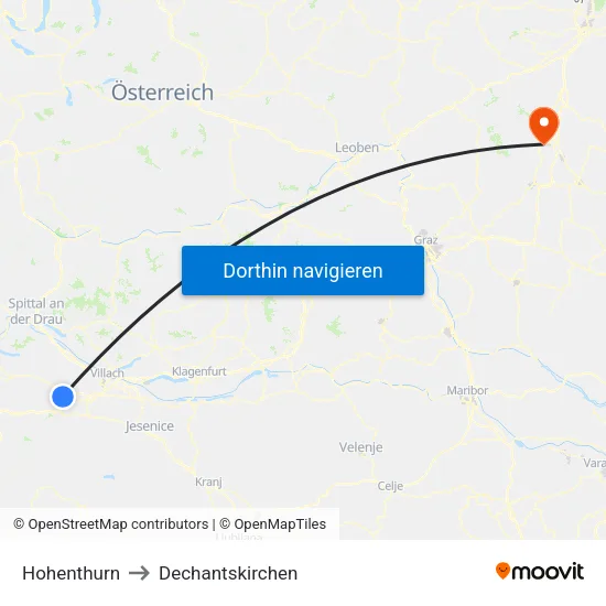 Hohenthurn to Dechantskirchen map