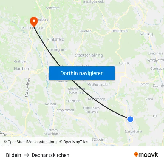 Bildein to Dechantskirchen map