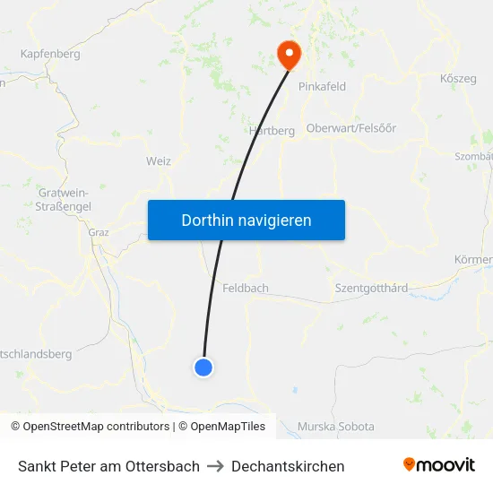 Sankt Peter am Ottersbach to Dechantskirchen map
