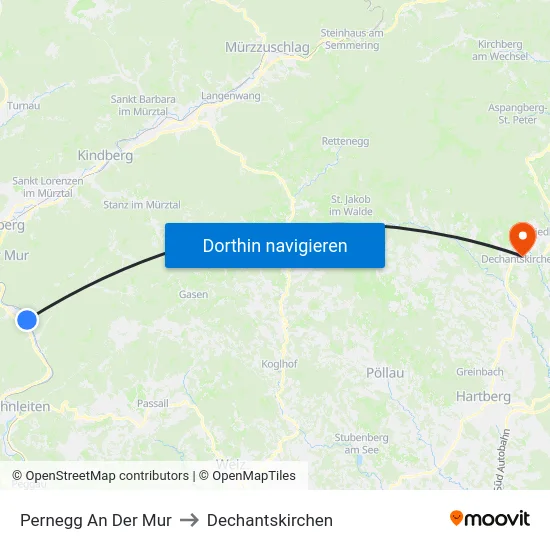 Pernegg An Der Mur to Dechantskirchen map