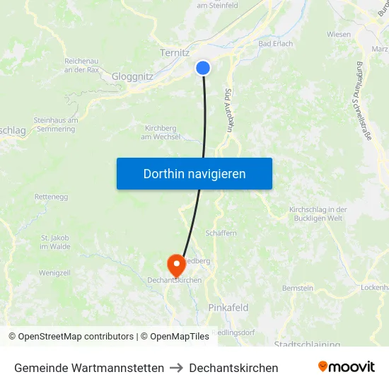 Gemeinde Wartmannstetten to Dechantskirchen map
