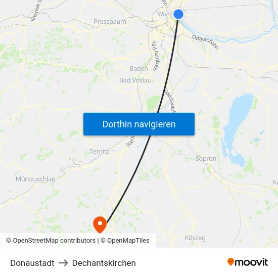 Donaustadt to Dechantskirchen map