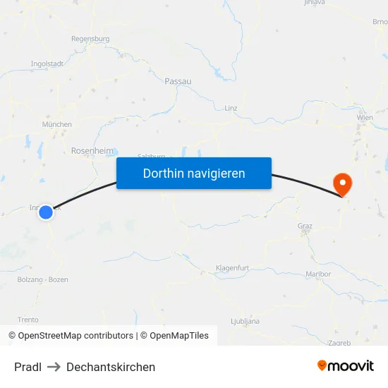 Pradl to Dechantskirchen map