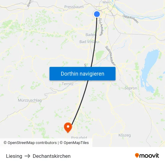 Liesing to Dechantskirchen map