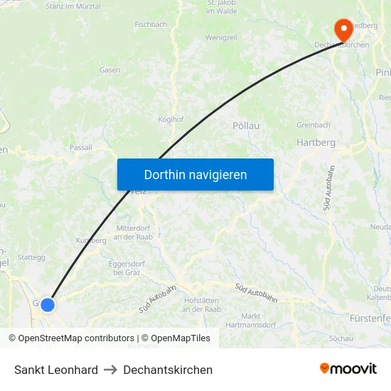Sankt Leonhard to Dechantskirchen map