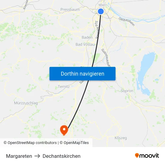 Margareten to Dechantskirchen map