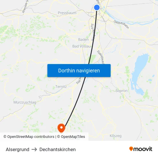 Alsergrund to Dechantskirchen map