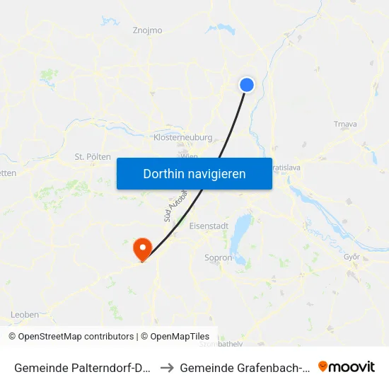 Gemeinde Palterndorf-Dobermannsdorf to Gemeinde Grafenbach-Sankt Valentin map