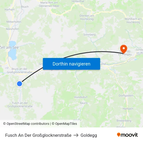 Fusch An Der Großglocknerstraße to Goldegg map