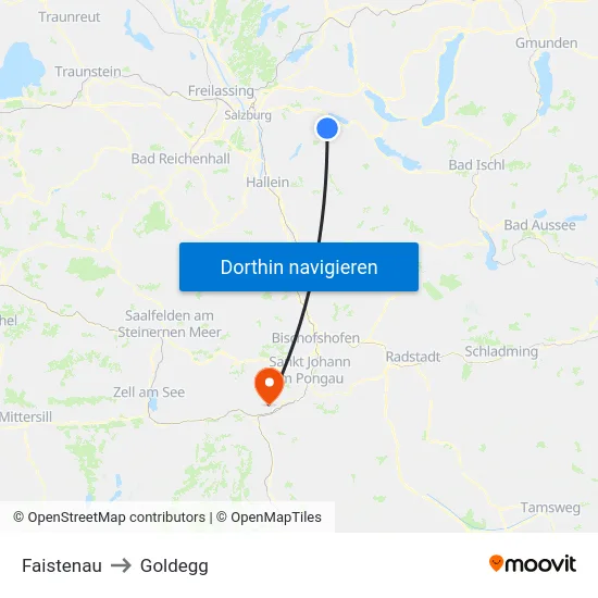 Faistenau to Goldegg map