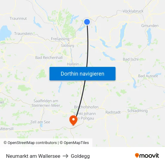 Neumarkt am Wallersee to Goldegg map