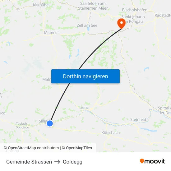 Gemeinde Strassen to Goldegg map