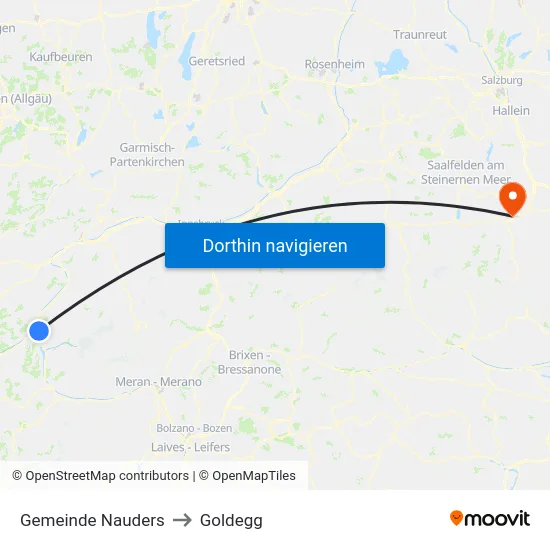 Gemeinde Nauders to Goldegg map