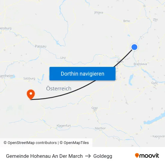 Gemeinde Hohenau An Der March to Goldegg map