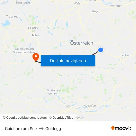 Gaishorn am See to Goldegg map