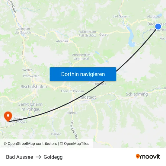 Bad Aussee to Goldegg map