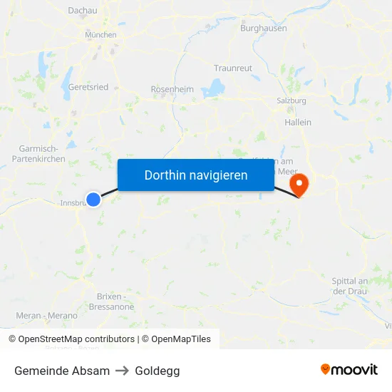 Gemeinde Absam to Goldegg map