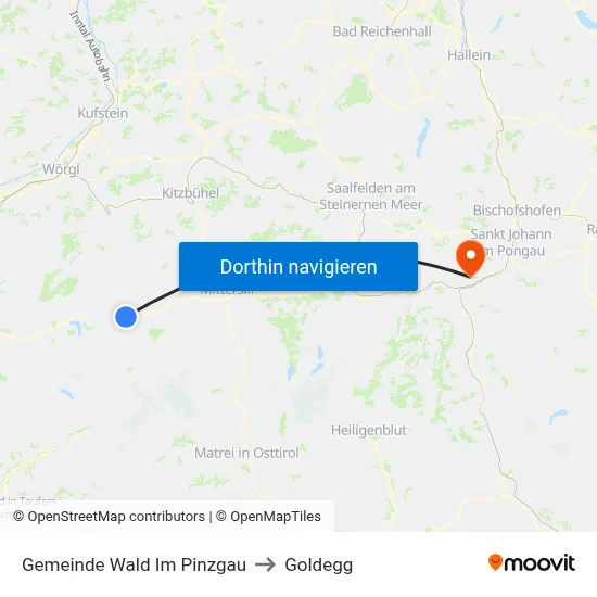 Gemeinde Wald Im Pinzgau to Goldegg map