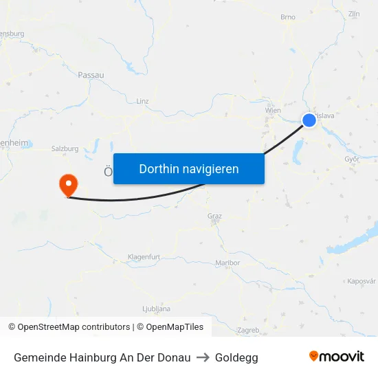 Gemeinde Hainburg An Der Donau to Goldegg map