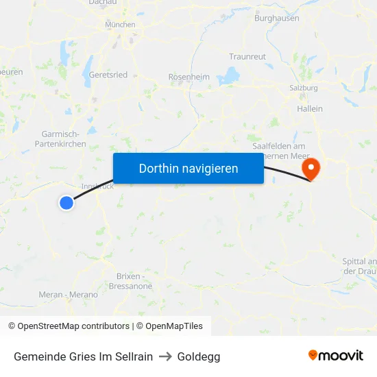 Gemeinde Gries Im Sellrain to Goldegg map
