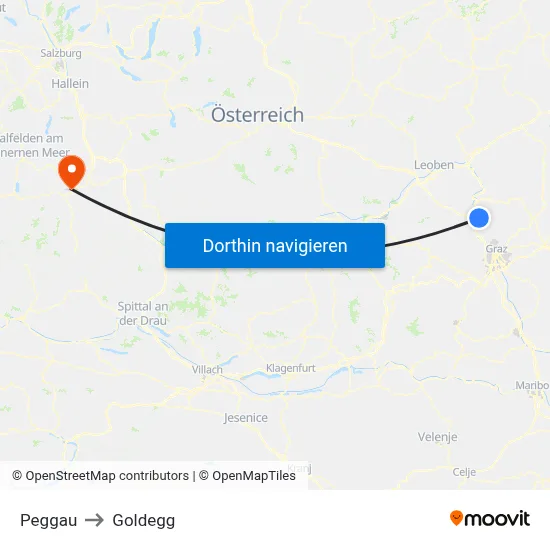Peggau to Goldegg map