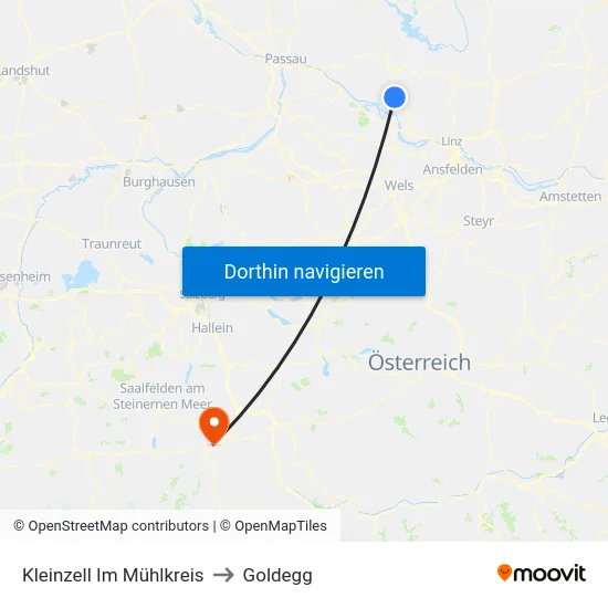 Kleinzell Im Mühlkreis to Goldegg map