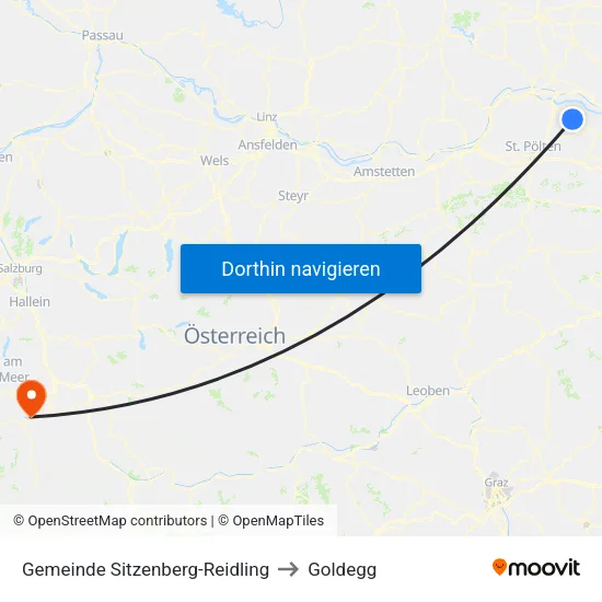 Gemeinde Sitzenberg-Reidling to Goldegg map