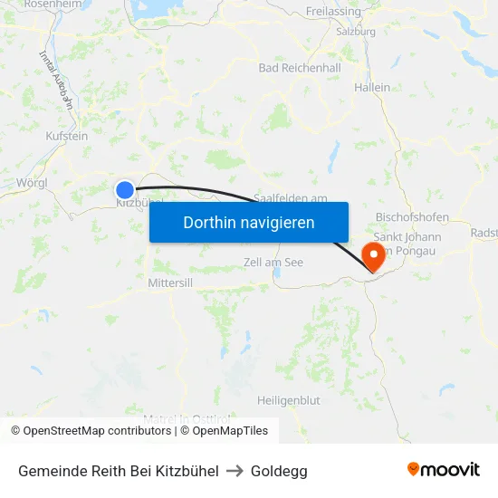 Gemeinde Reith Bei Kitzbühel to Goldegg map
