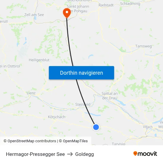 Hermagor-Pressegger See to Goldegg map