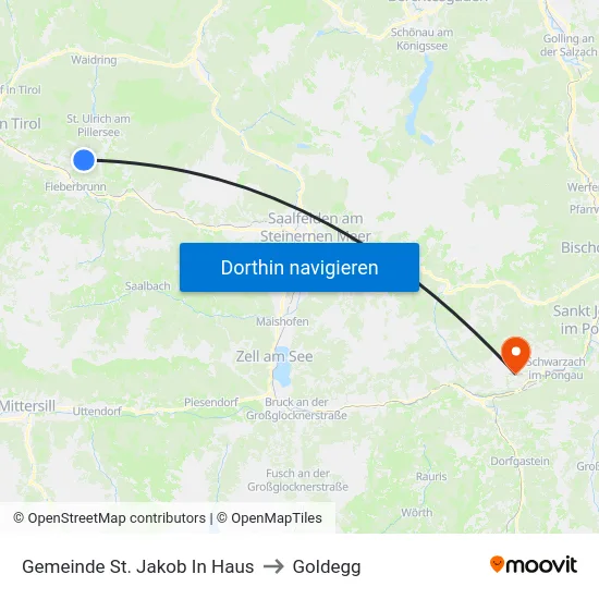 Gemeinde St. Jakob In Haus to Goldegg map