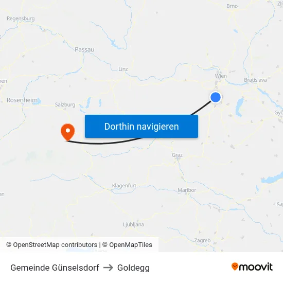 Gemeinde Günselsdorf to Goldegg map