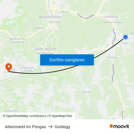 Altenmarkt Im Pongau to Goldegg map