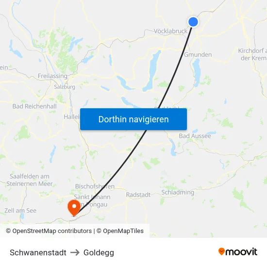 Schwanenstadt to Goldegg map