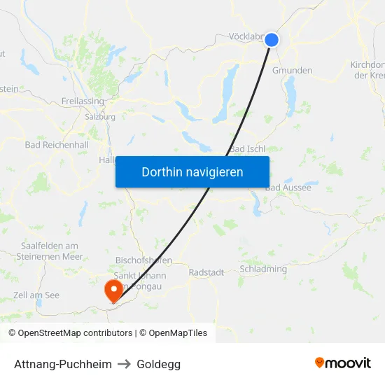 Attnang-Puchheim to Goldegg map