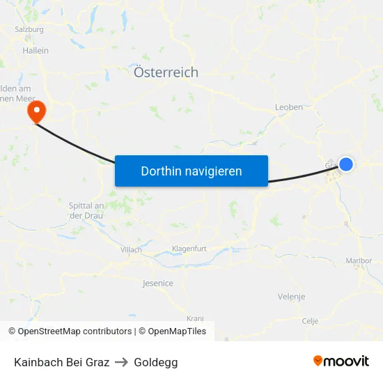 Kainbach Bei Graz to Goldegg map