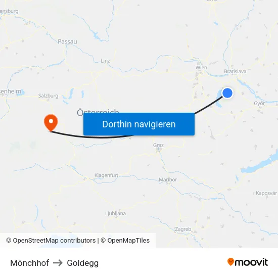 Mönchhof to Goldegg map