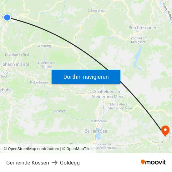 Gemeinde Kössen to Goldegg map
