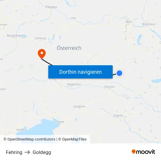 Fehring to Goldegg map