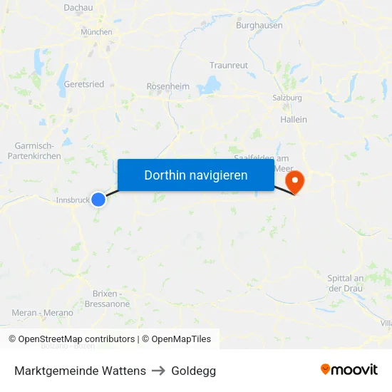 Marktgemeinde Wattens to Goldegg map