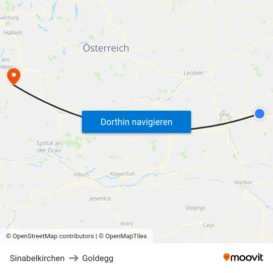 Sinabelkirchen to Goldegg map