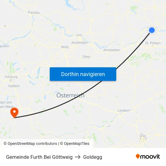 Gemeinde Furth Bei Göttweig to Goldegg map