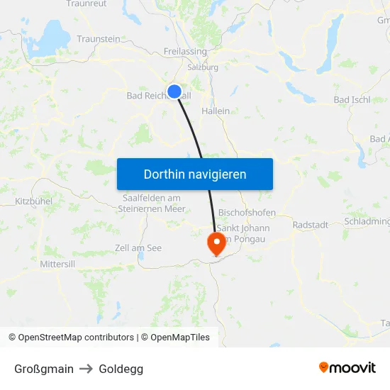 Großgmain to Goldegg map